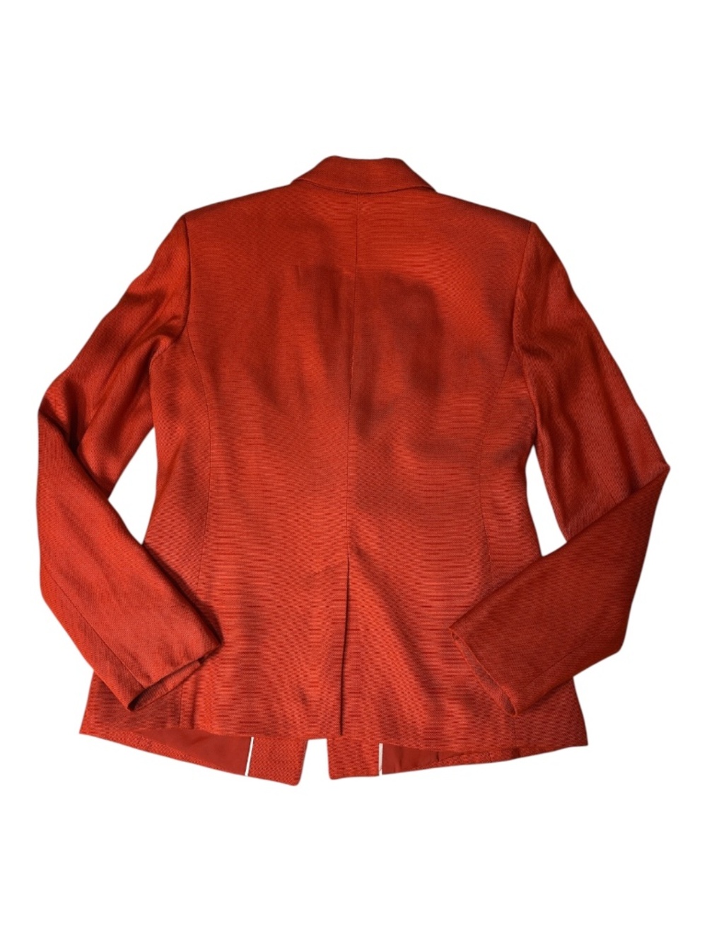 Banana Republic Red Raw Cut Fringe Blazer Tailored One Button Jacket Size 0 - Picture 7 of 11